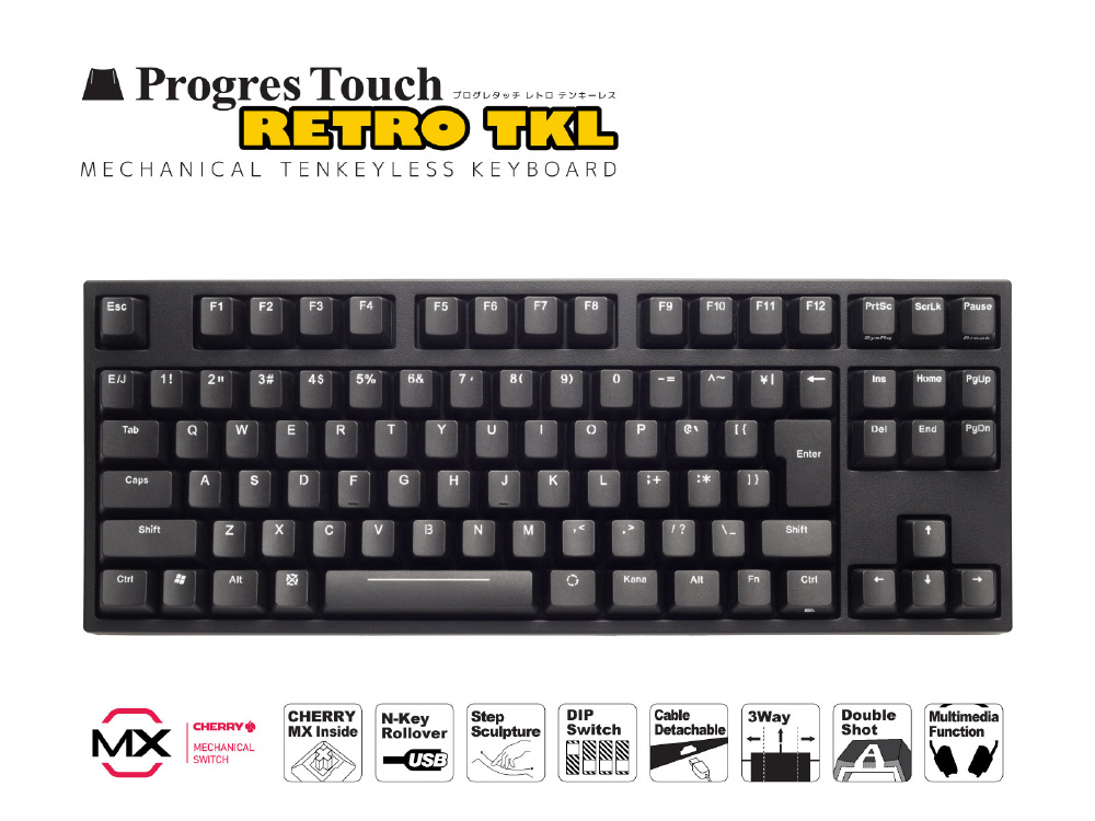 キーボード Cherry MX 茶軸 ProgresTouch RETRO TKL 黒 AS-KBPD91/TBKN