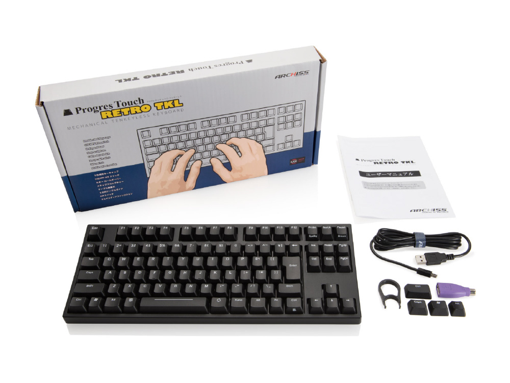 キーボード Cherry MX 茶軸 ProgresTouch RETRO TKL 黒 AS-KBPD91/TBKN