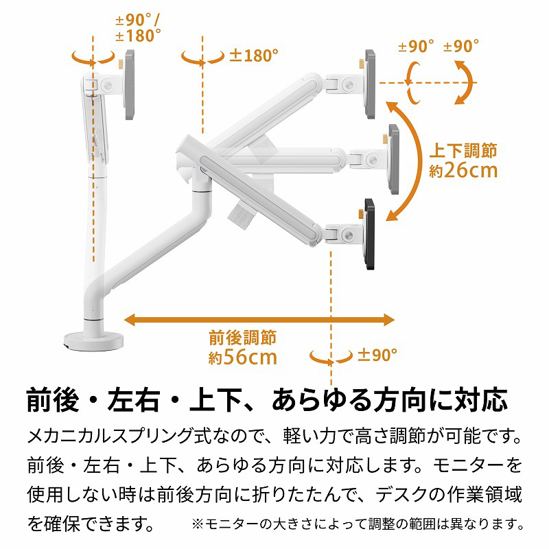 モニターアーム [1画面 /～32インチ] メカニカルスプリング式 Monitor