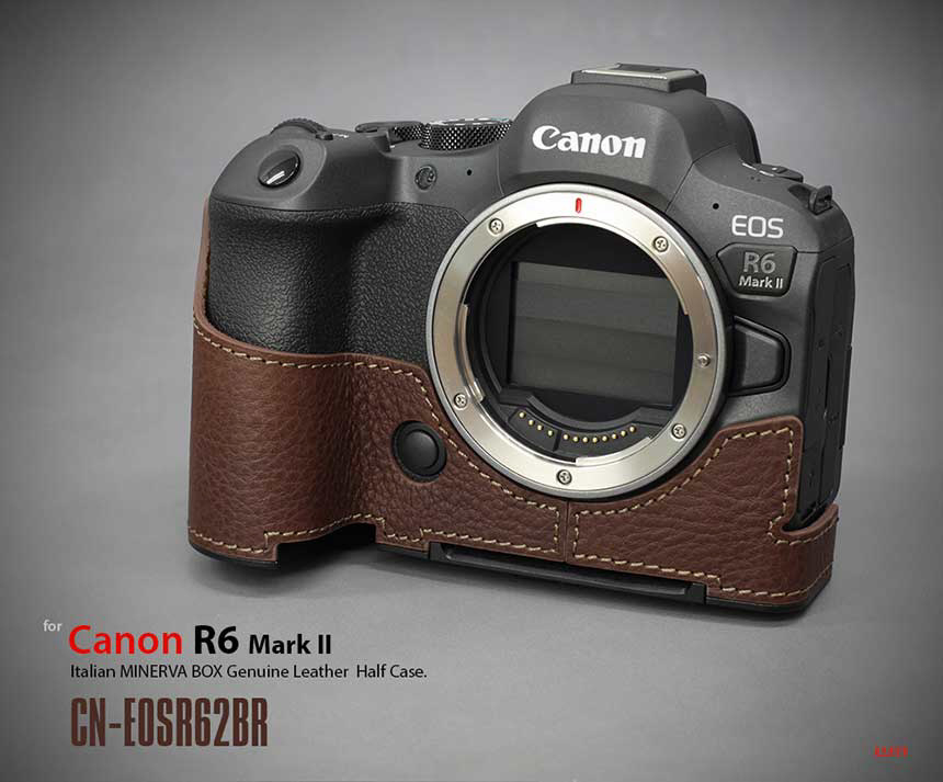 キャノン EOS R6 MarkII 用本革カメラハーフケース ブラウン CN