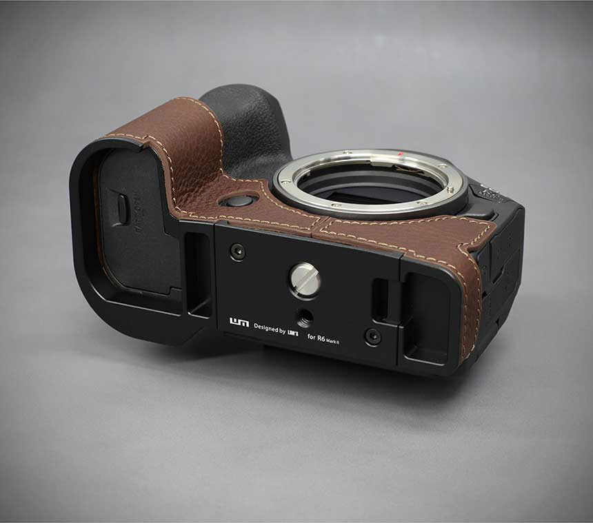 ✨Canon、希少、フィルムカメラ、本革カバー付き キャノン EOS R6 MarkII 用本革カメラハーフケース ブラウン CN
