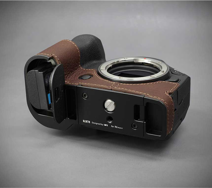 キャノン EOS R6 MarkII 用本革カメラハーフケース ブラウン CN