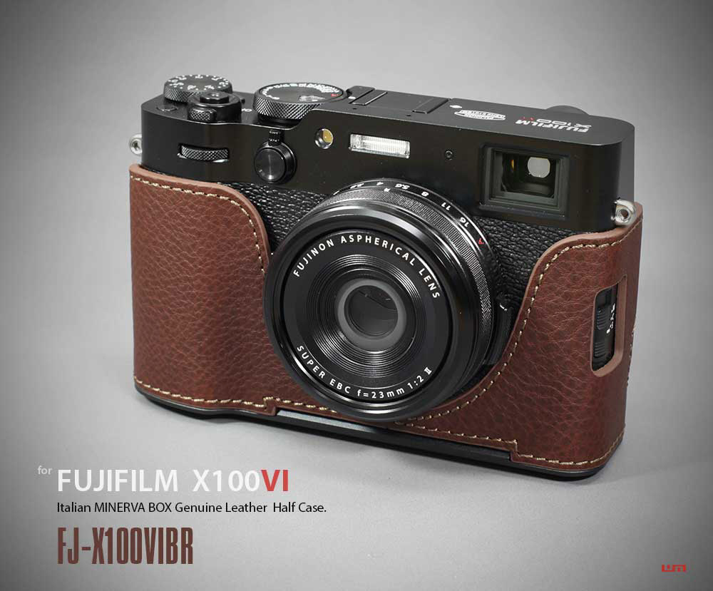 富士フィルム X100VI用本革カメラハーフケース ブラウン FJ-X100VIBR