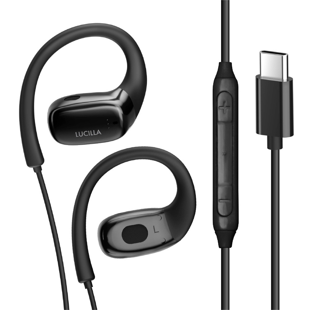 イヤホン 耳かけ型 USB Type-C ブラック HPTCOP001BK ［耳かけ型 /USB