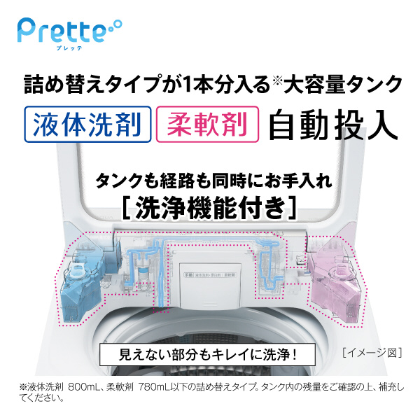 インバーター全自動洗濯機 ホワイト AQW-VA8P(W) ［洗濯8.0kg /乾燥3.0