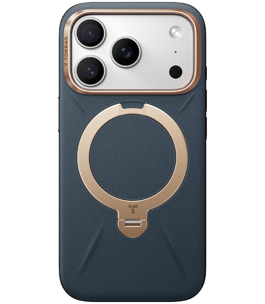 Torras - Ostand Q3 レザートーン Case for iPhone 17 Pro [ Midnight