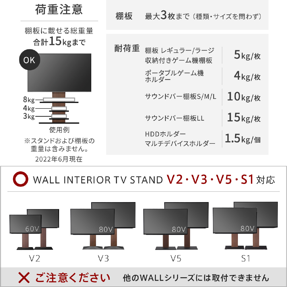 TVスタンドV2・V3・S1専用 WALL ウォール 収納付きケーム機棚板 サテン