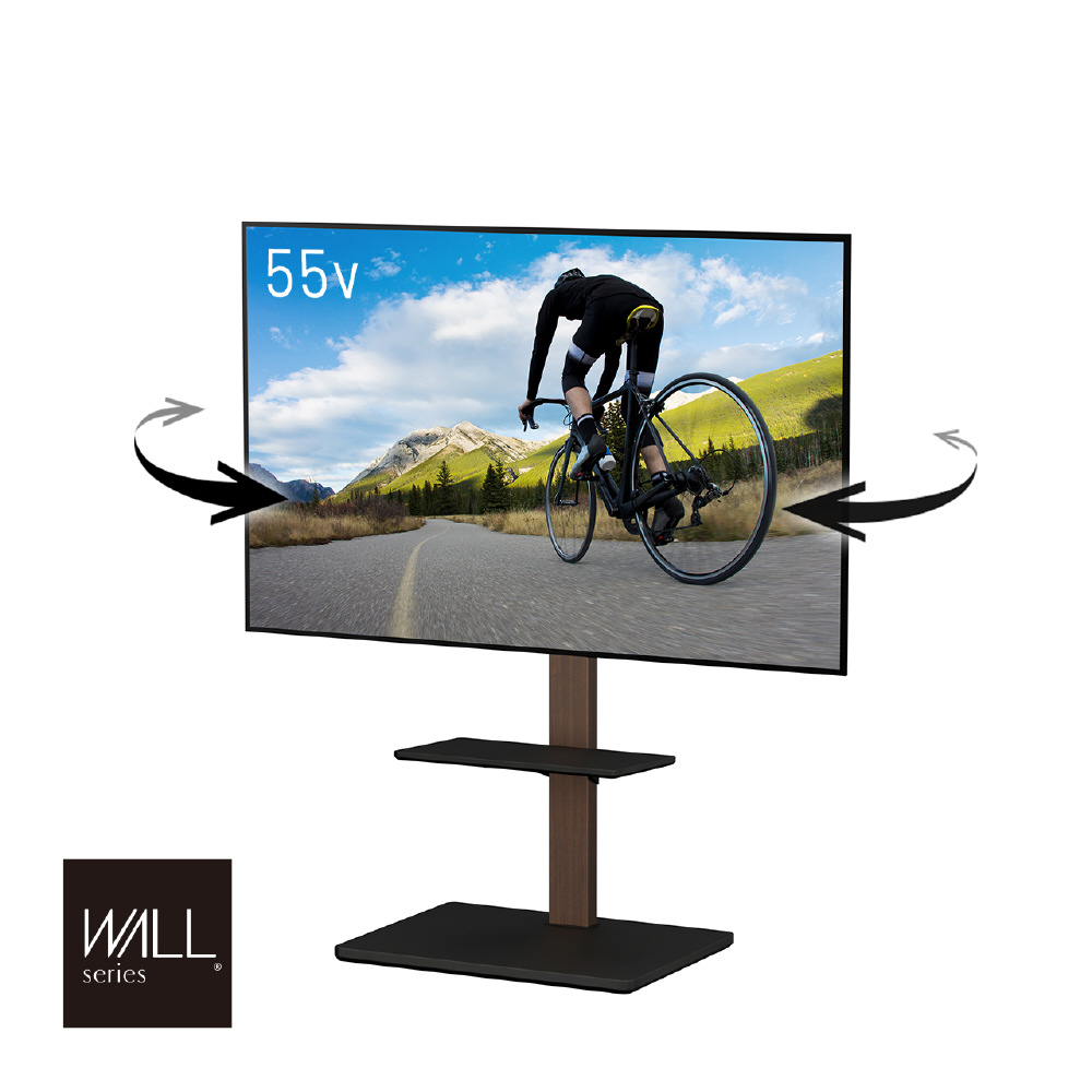 32～65型対応 首振り機能・棚板付き壁寄せテレビスタンド WALL