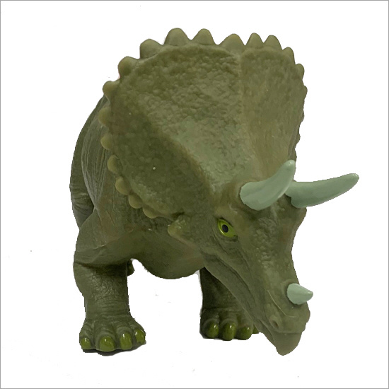 【珍品！】恐竜 ミニソフビ トリケラトプスミニポーチ(恐竜の小物入れ) 恐竜ポーチ グリーン
