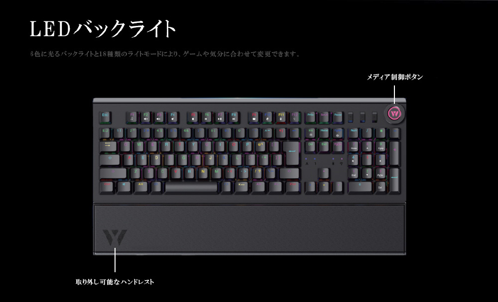 ゲーミングキーボード WizarD(英語配列) KW22C1 ［有線・ワイヤレス