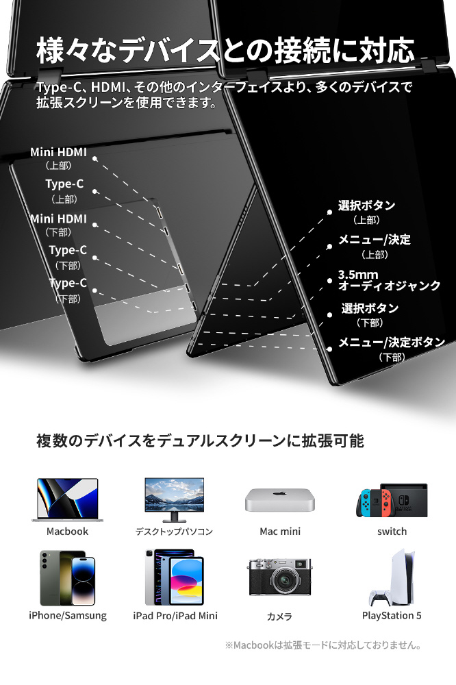 Ewei X2 Pro XQ-160PW タッチ対応デュアルディスプレイ EHOMEWEI モバイルモニター XQ-160PW デュアルモニター 2.5K 16