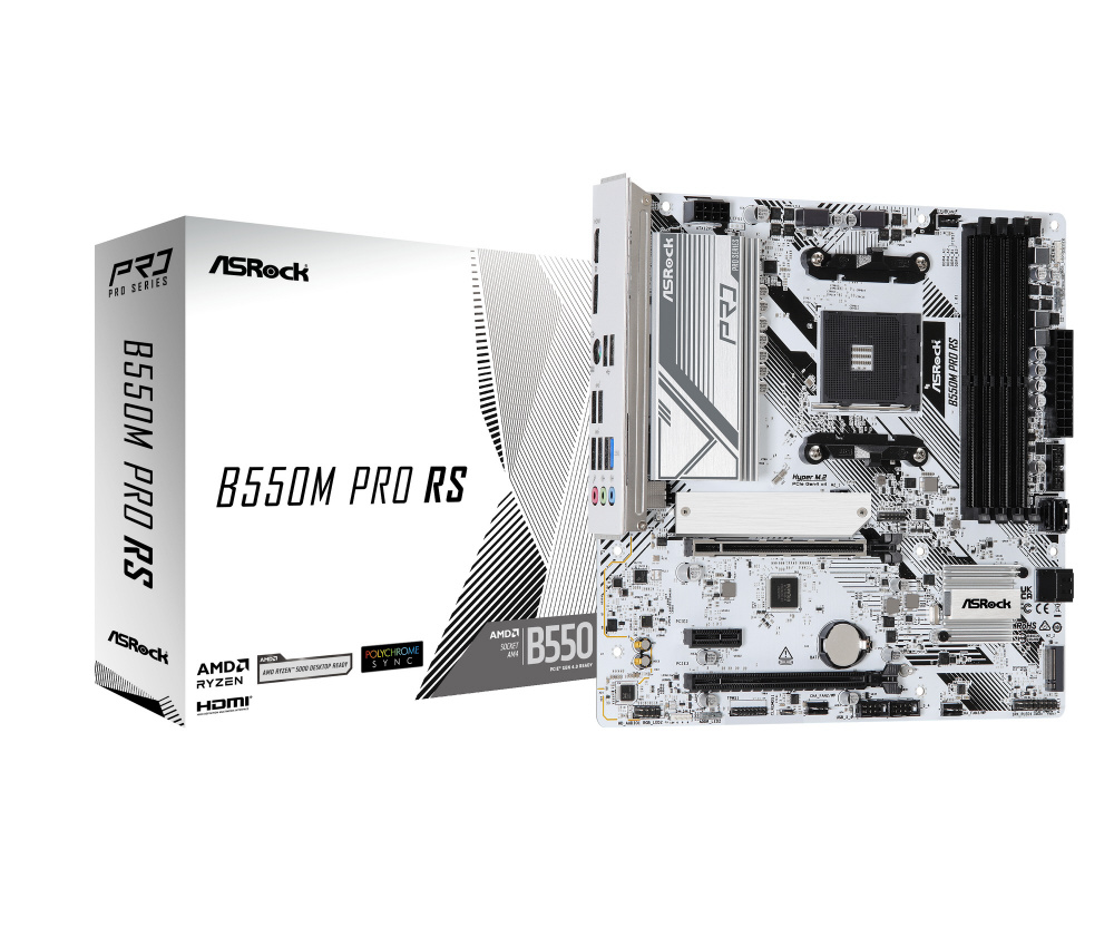 【11,980円】ASRock マザーボード AM4 B550M Pro RS ホワイト