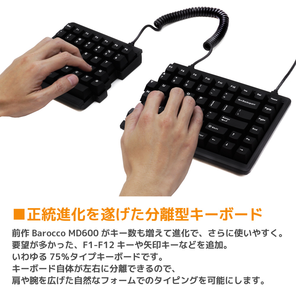 買取】キーボード 左右分離型 Barocco 英語US配列 ブラック Cherry MX 