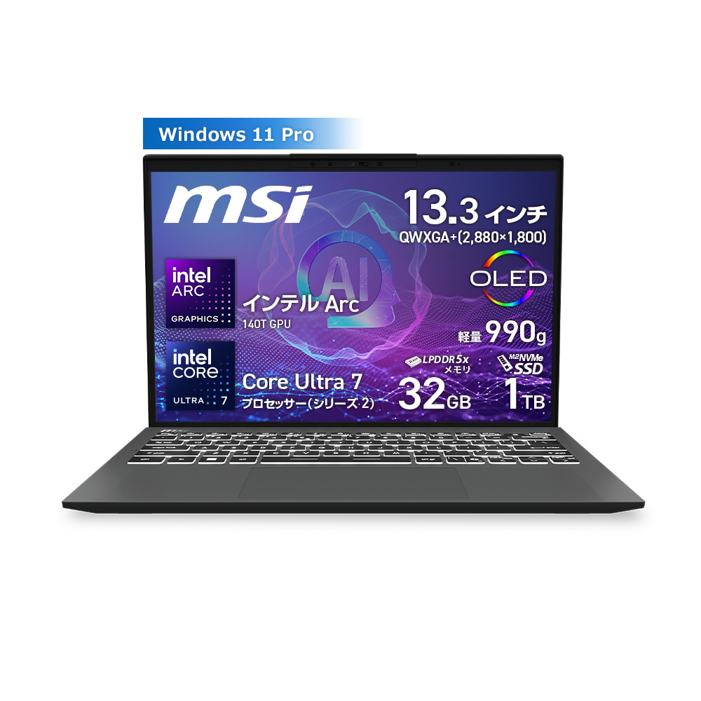 ノートパソコン MSI ステラグレイ Prestige-13-AI-Evo-A2HMG-5579JP