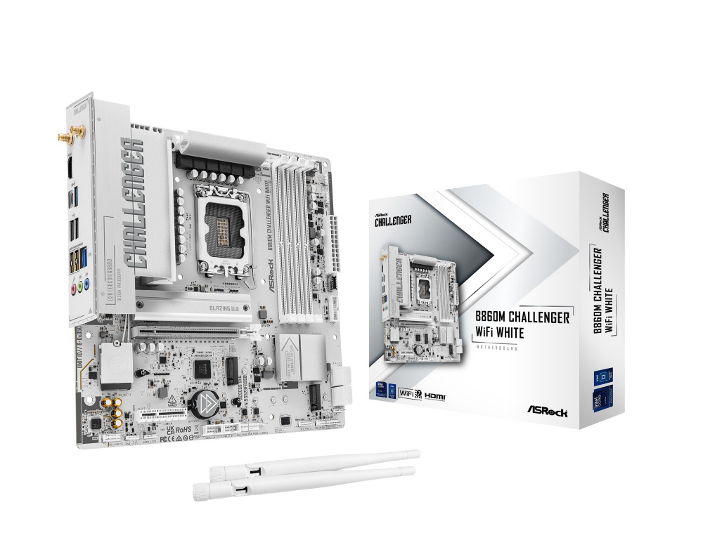 マザーボード(LGA1851) ホワイト B860M Challenger WiFi White