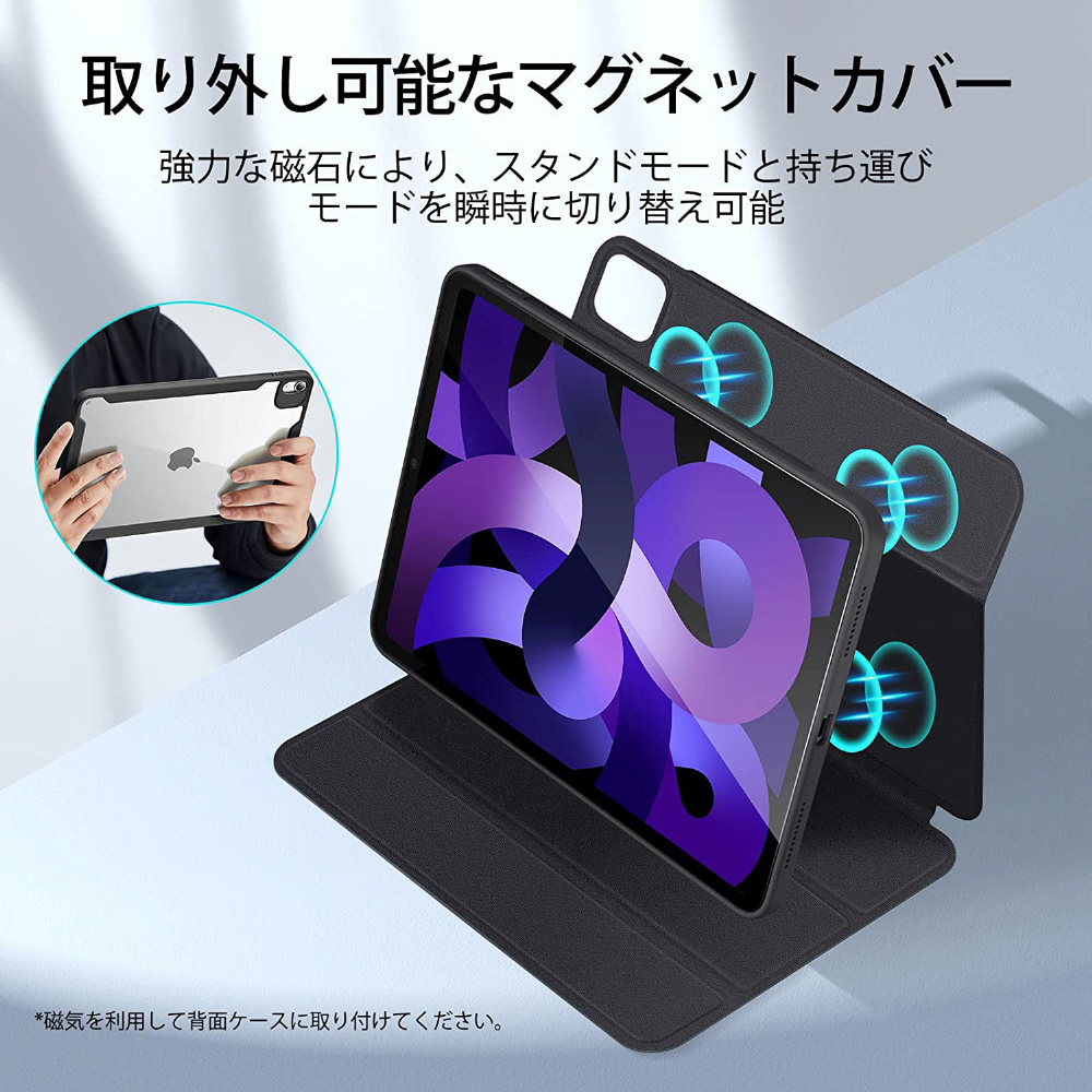 ダークグリーン 磁気装着 iPad Air4 第4世代 カバーケース エアー4
