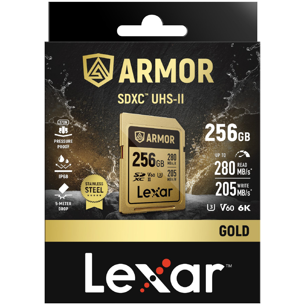 Lexar ARMOR GOLD SDXC UHS-II カード V60 防塵防水IP68