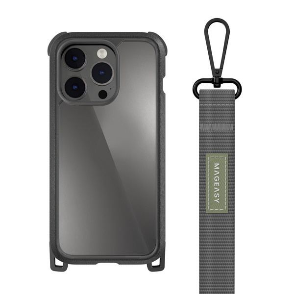 iPhone14 Pro 耐衝撃MIL規格クリアケース（ショルダーストラップ付き