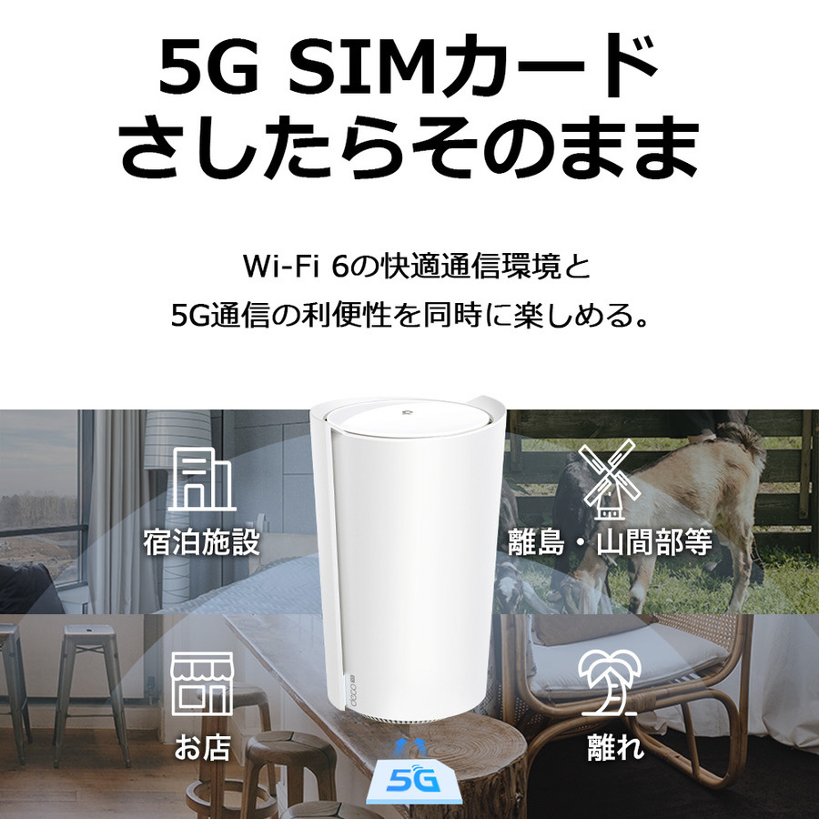 SIM フリー 5G対応Wi-Fi6メッシュルーター 2402+574Mbps 3年保証 DecoX50-5G ［Wi-Fi 6(ax)  /IPv6対応］