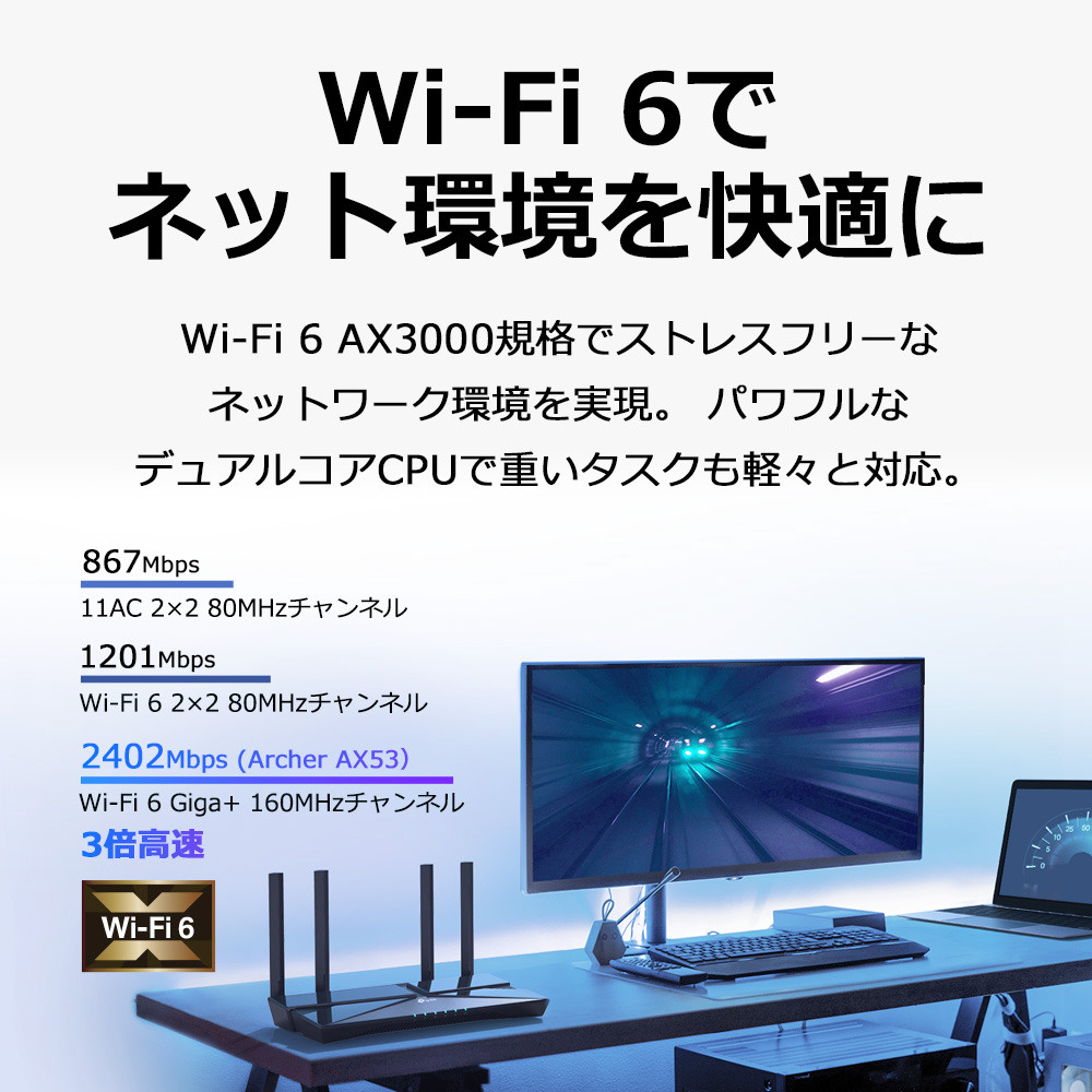 Wi-Fiルーター 2402＋574Mbps Archer AX53 ［Wi-Fi 6(ax) /IPv6対応］｜の通販はソフマップ[sofmap]