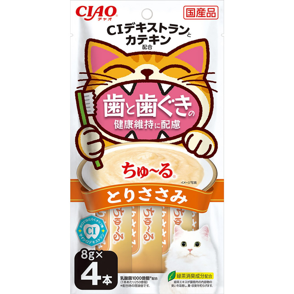CIAO ちゅ～る 歯と歯ぐきの健康維持に配慮 とりささみ 8g×4本