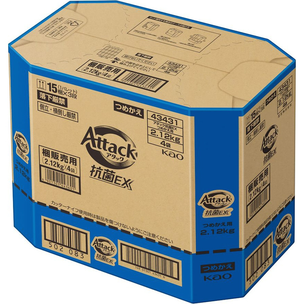 【2ケース販売(4袋入り)合計8袋】大容量 アタック抗菌EX 詰替用 2500ｇ Amazon | 花王 アタック抗菌EX 詰替超特大 2.12kg×4袋【ケース販売
