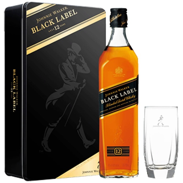 ジョニーウォーカー ブラックラベル12年 ギフトBOX(オリジナルグラス付き) 700ml【ウイスキー】