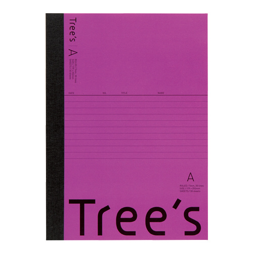 ノート 30枚 Tree's パープル UTR3APU ［セミB5・B5 /7mm(A罫) /横罫線
