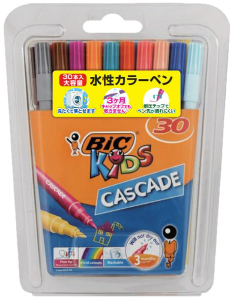 水性カラーペン 30本入り [0.8mm] BIC KIDS Cascade(ビックキッズ