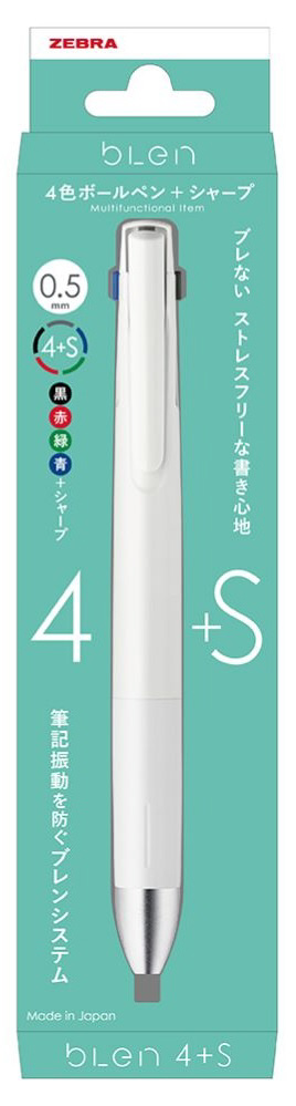 ペン 4 多機能ペン パック入り bLen(ブレン) 4+S 白 P-B4SAS88-W ［0.5mm