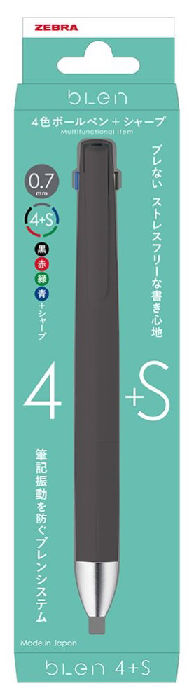 美品　ブラックゾーン　4枚セット 多機能ペン パック入り bLen(ブレン) 4+S 黒 P-B4SA88-BK ［0.7