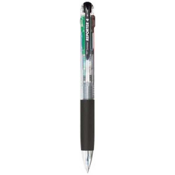 油性ボールペン] リポーター4 4色ボールペン 透明 （ボール径：0.7mm・インク色：黒・赤・青・緑）  BC-FRC20｜の通販はソフマップ[sofmap]