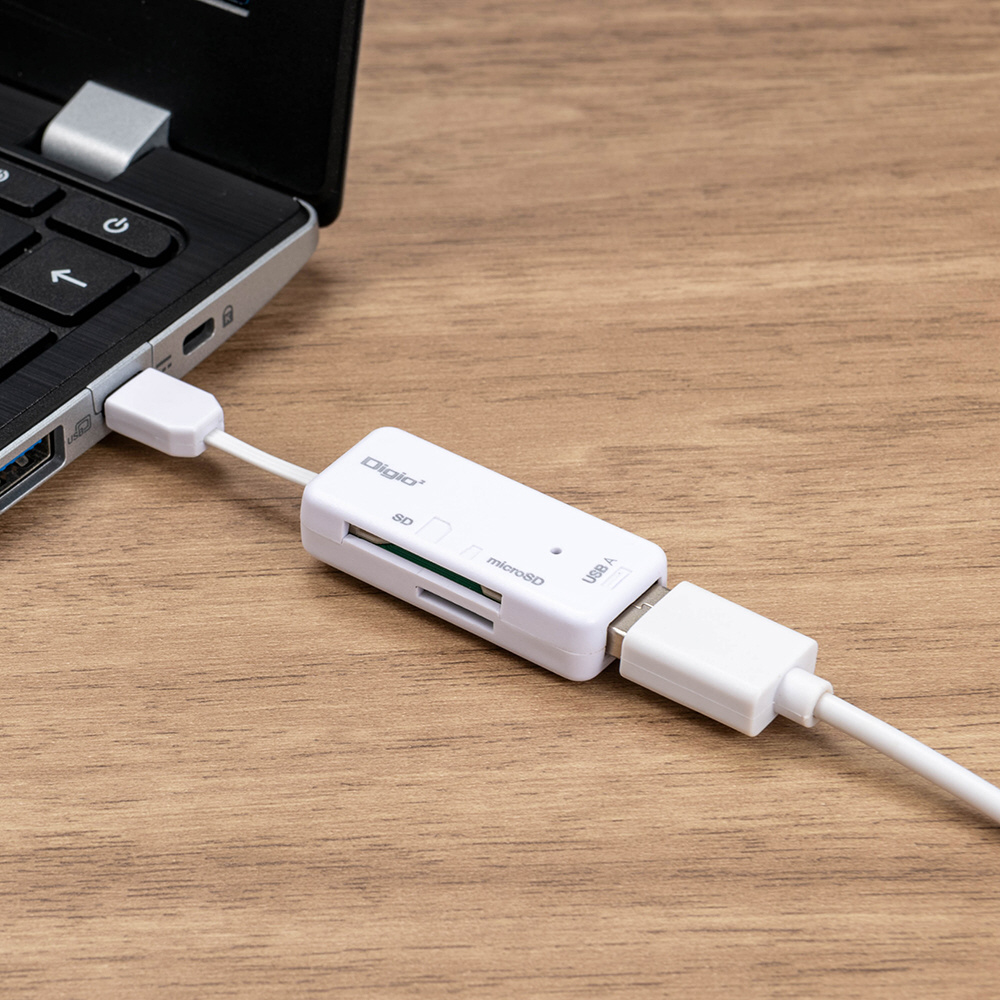 変換アダプタ機能付 USB2.0 Type-C接続SDカードカードリーダー ［USB2