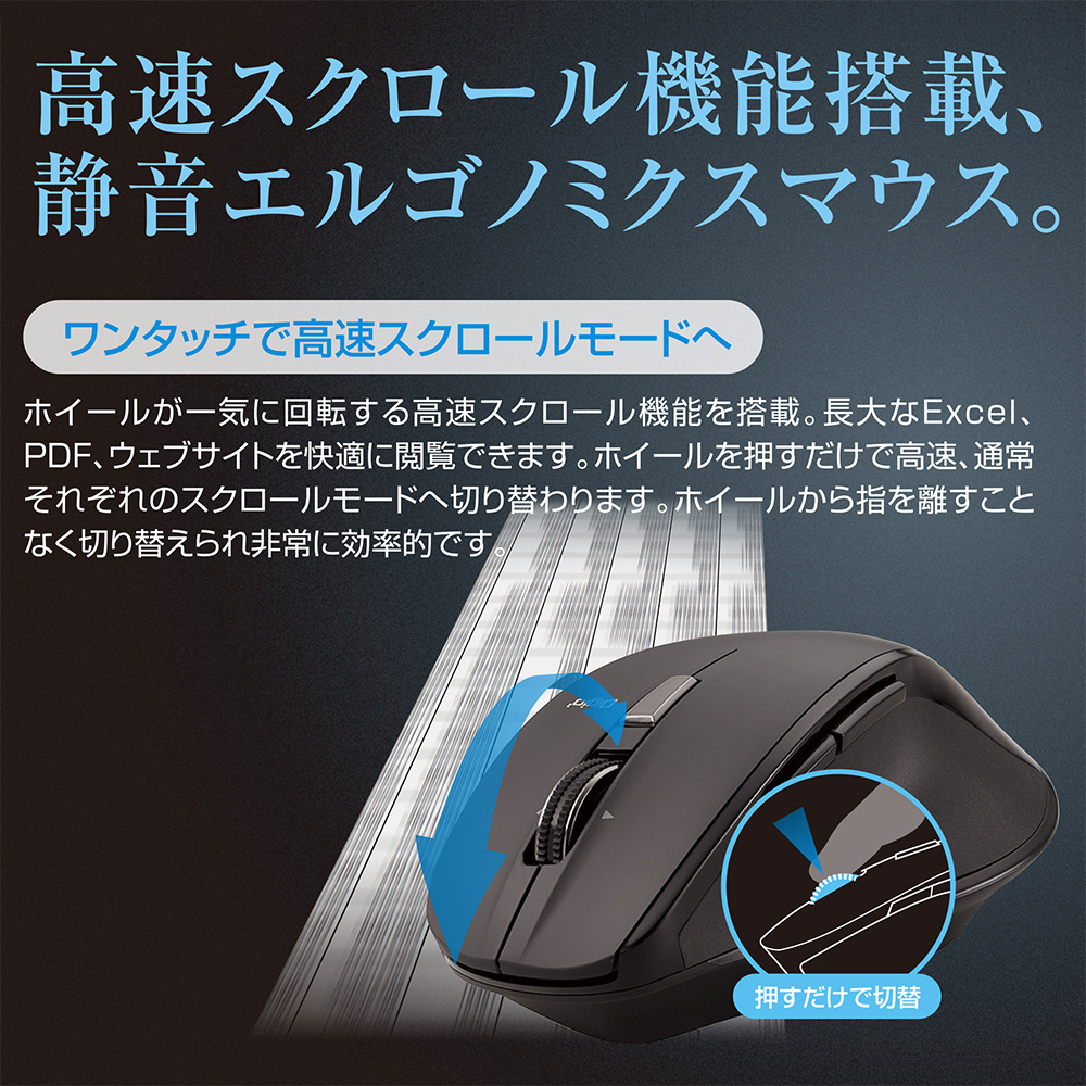 マウス 神速シリーズ(Chrome/Mac/Windows11対応) ネイビー MUS