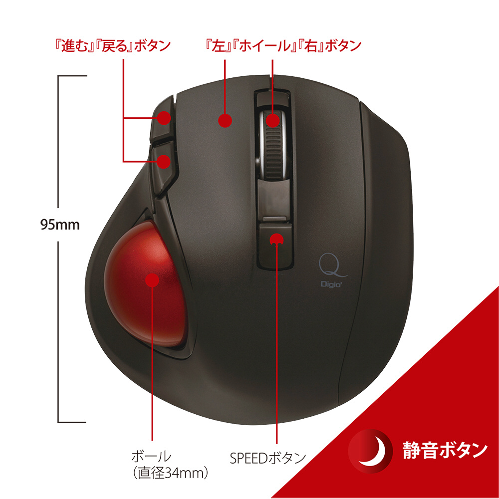 マウス トラックボール Qシリーズ(Chrome/iPadOS/iOS/Mac/Windows11