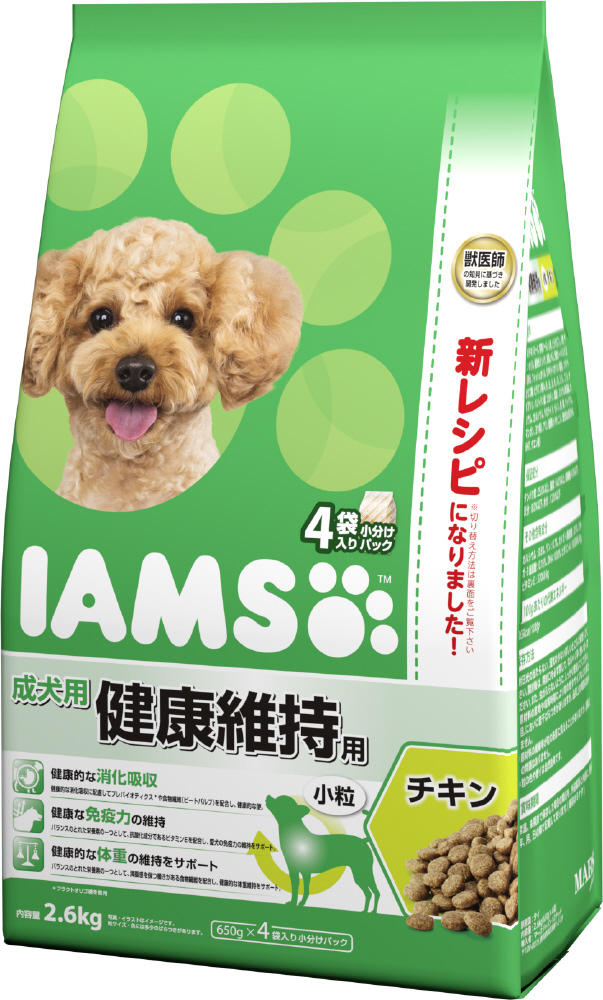 IAMS（アイムス）成犬用 健康維持用 チキン 小粒 2.6kg（650g×4袋）