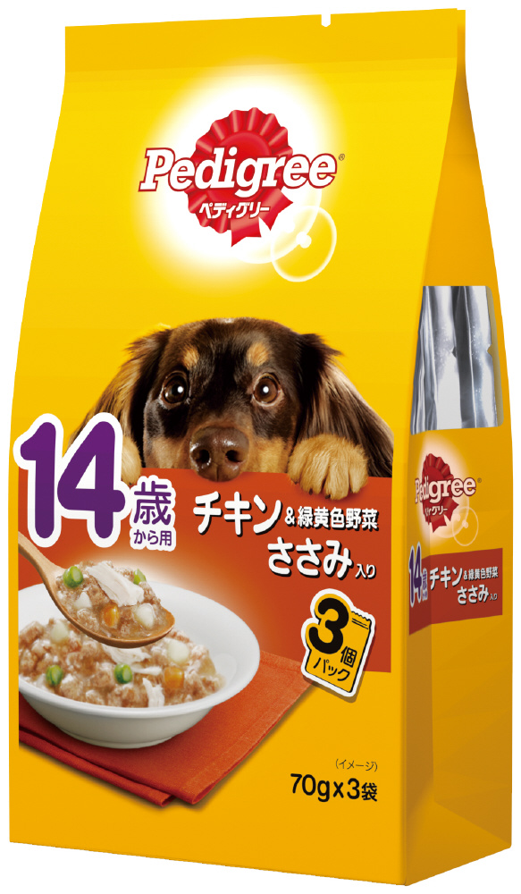 Pedigree（ペディグリー）パウチ 14歳から用 チキン＆緑黄色野菜 ささみ入り 70g×3パック