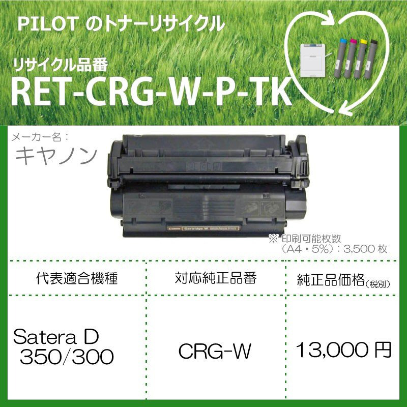 リサイクルトナー RET-CRG-W-P-TK ブラック｜の通販はソフマップ[sofmap]