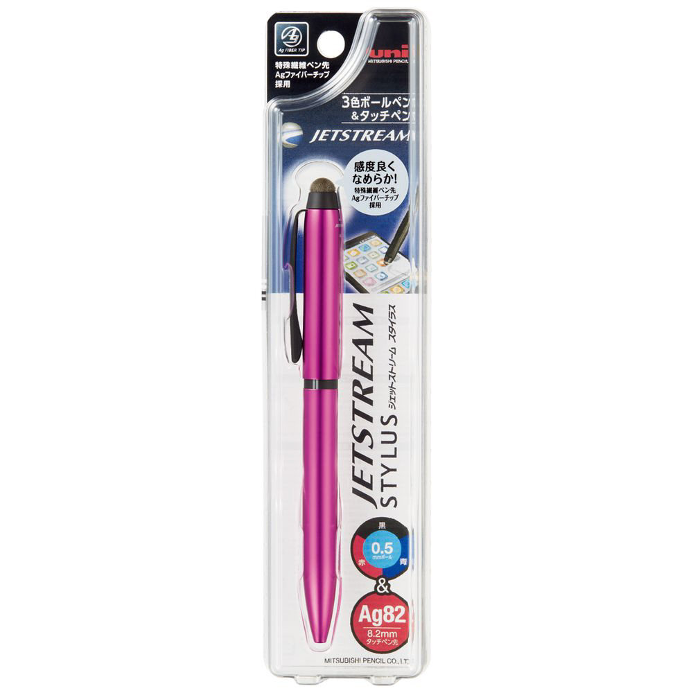多機能ペン] ジェットストリーム スタイラス 3色ボールペン＆タッチペン ピンク （インク色：黒・赤・青、ボール径：0.5mm）  SXE3T18005P.13｜の通販はソフマップ[sofmap]