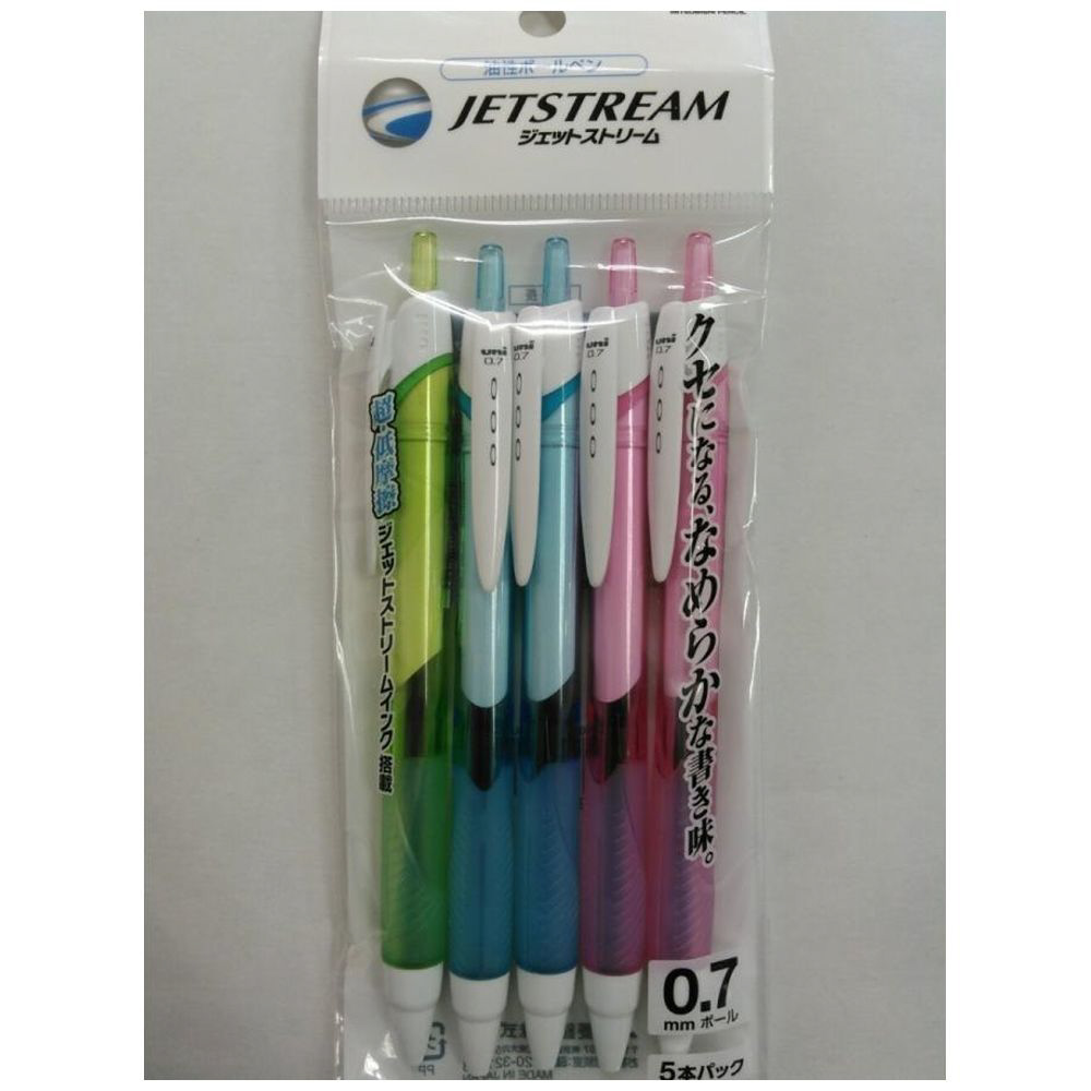 ボールペン カラー軸 5本アソートパック JETSTREAM(ジェットストリーム) (インク色：ブラック) ［0.7mm］