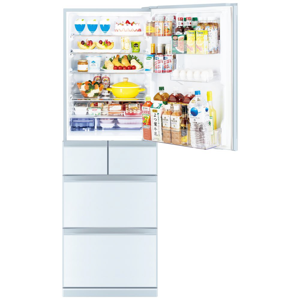 【基本設置料金セット】 冷蔵庫 置けるスマート大容量 Bシリーズ クリスタルホワイト MR-B46G-W ［5ドア /右開きタイプ /455L］