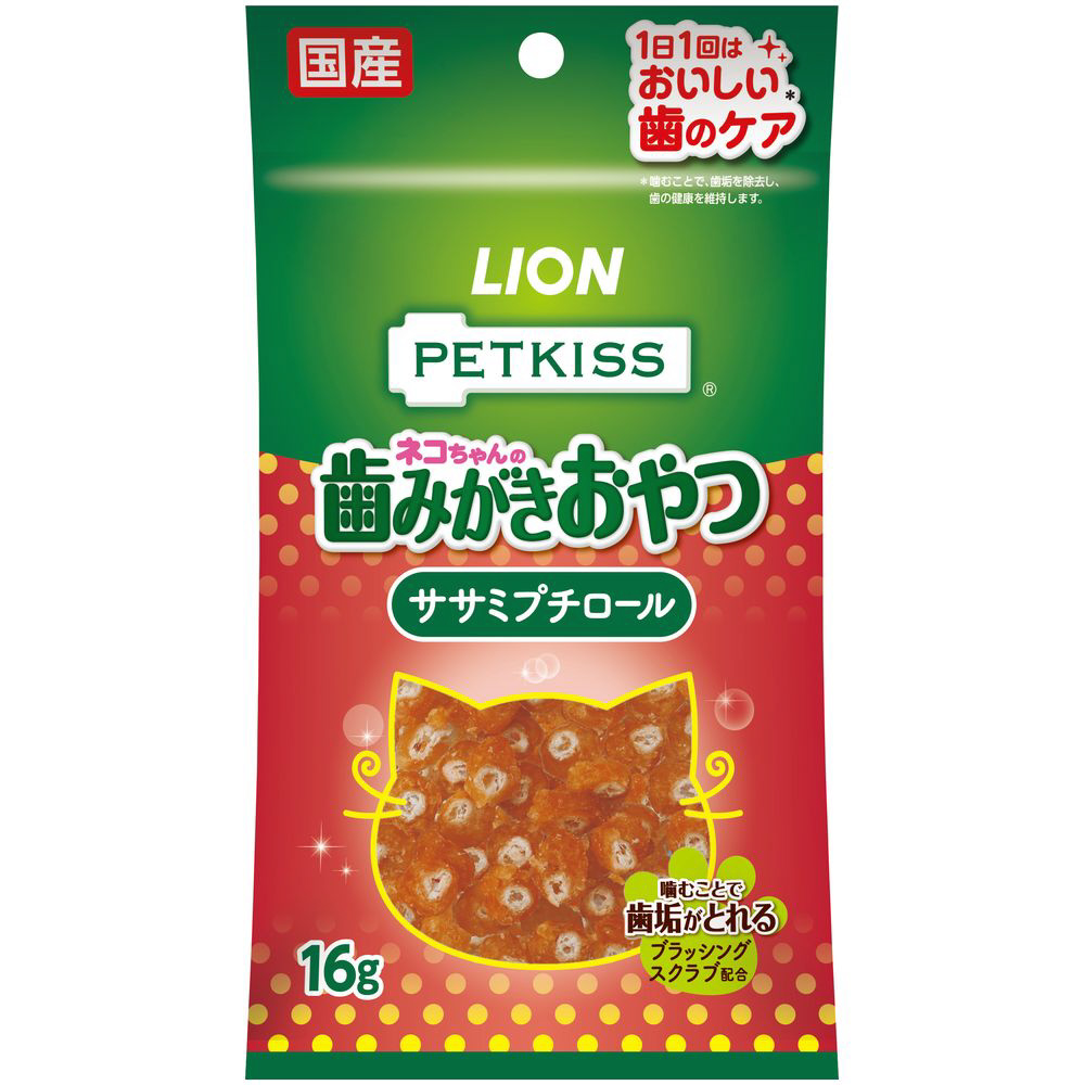 PETKISS ネコちゃんの歯みがきおやつ ササミ プチロール 16g｜の通販は