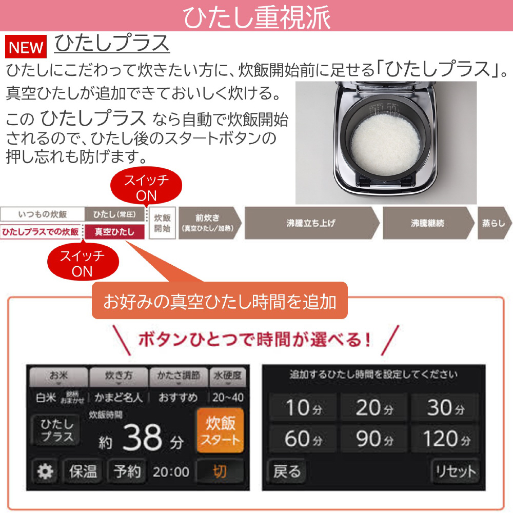 展示品〕 炊飯器 炎匠炊き グランホワイト RC-10ZWV(W) ［5.5合 /圧力