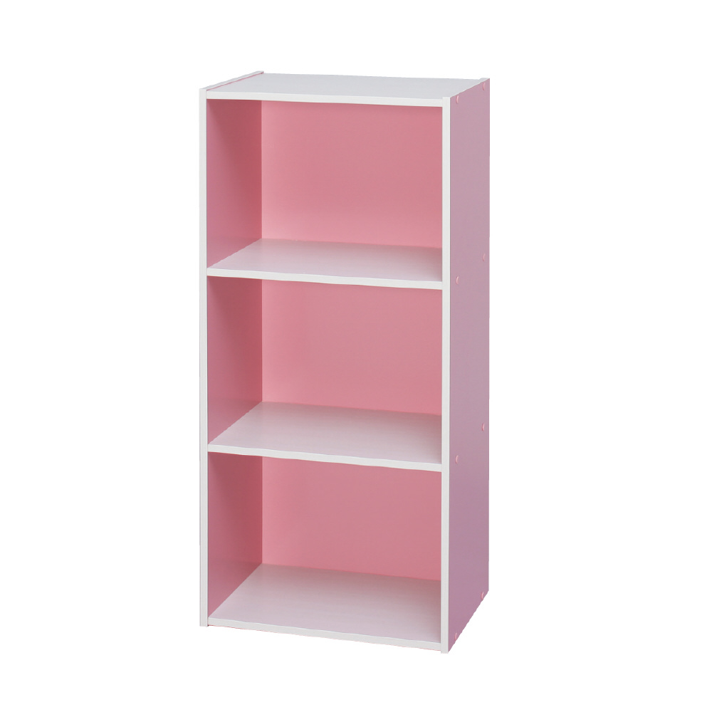 カラーボックス 3段 CBボックス （W415×D290×H880mm） ピンク／オフ