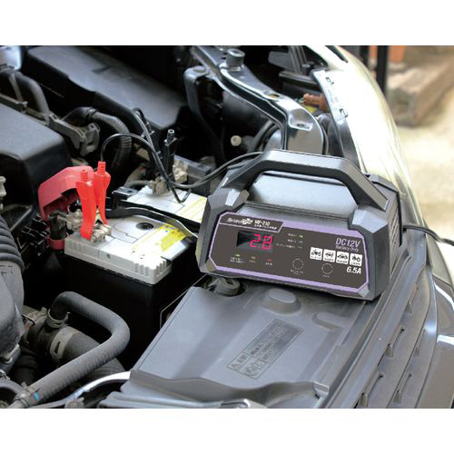 MP-210 全自動パルスバッテリー充電器 (バイク－普通自動車・小型農機) 12V専用 定格6.5A バッテリー診断機能付
