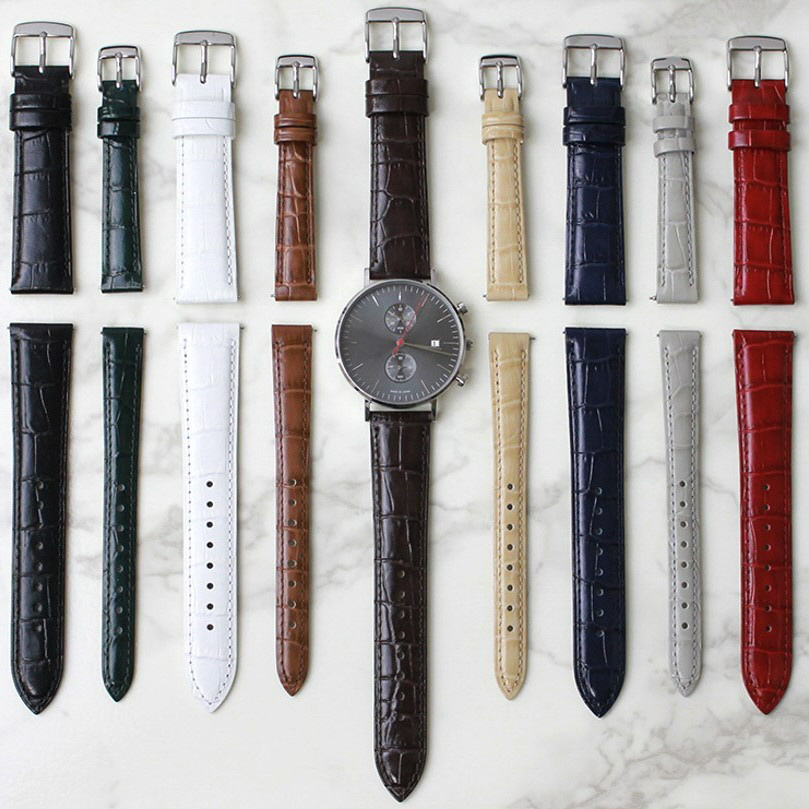 フルール腕時計ベルト２本セットクロコ型押し革レザー黒グレージュウォッチ