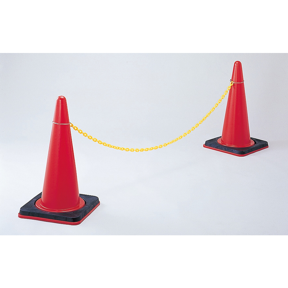 緑十字 コーン用プラスチックチェーン（リング付） 黄／黒 長さ2m