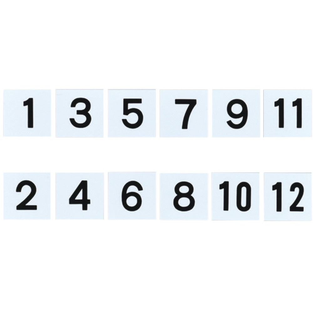 緑十字　差し込み式数字札（両面連番セット）　1～12　6枚組　50×50mm 228041