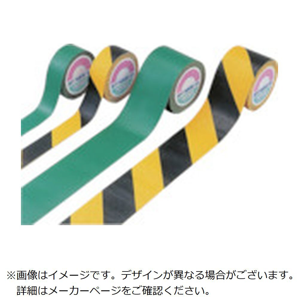 緑十字 屋外用トラ柄ラインテープ 黄／黒 100mm幅×5m 合成ゴム 105102