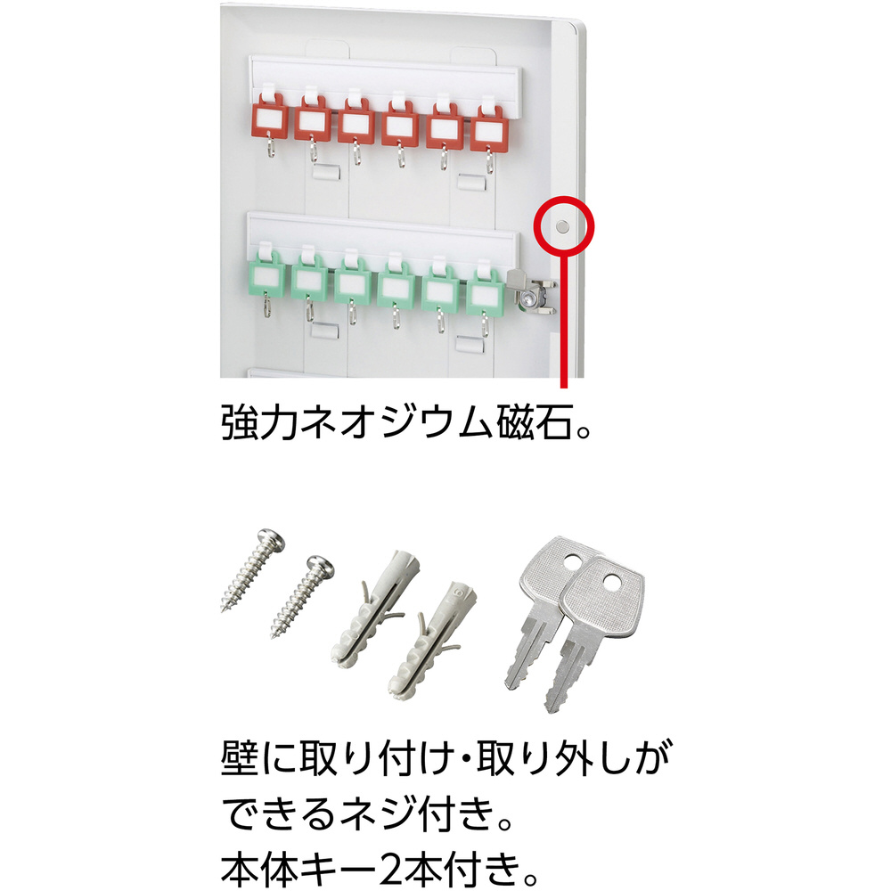 緑十字　キーボックス　30個吊用　H325×W215×D60mm　シリンダー錠 199112